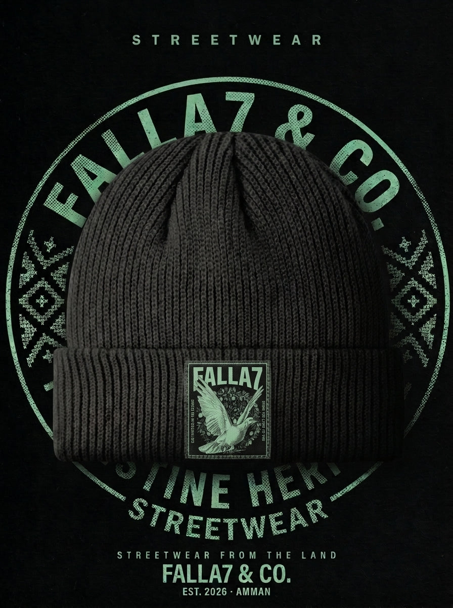 Dove Patch Beanie | Black Rib-Knit Beanie | Falla7 & Co.