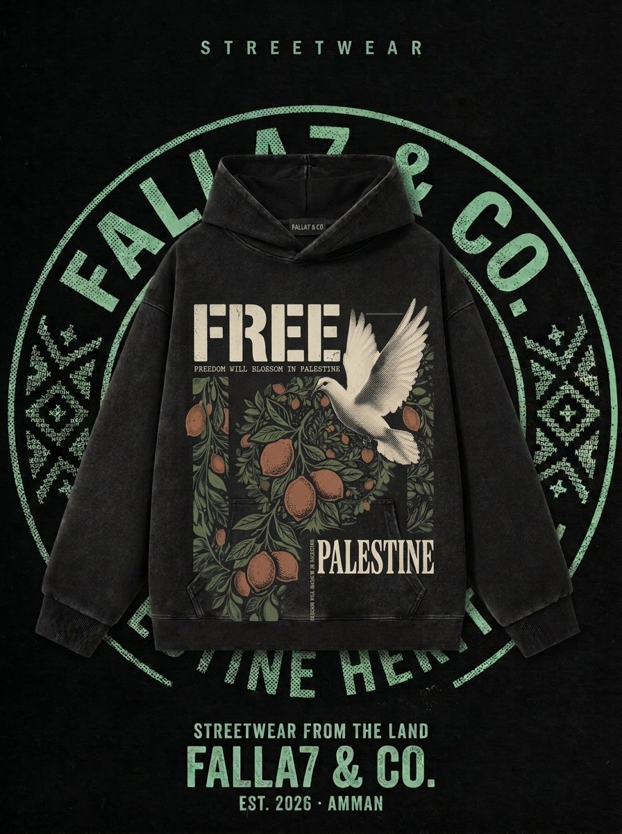 Lemon Grove Hoodie | Free Palestine Dove Hoodie | Falla7 & Co.