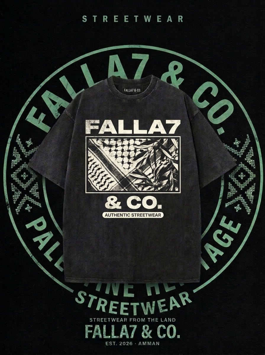 Keffiyeh Block Tee | Falla7 & Co. Logo T-Shirt