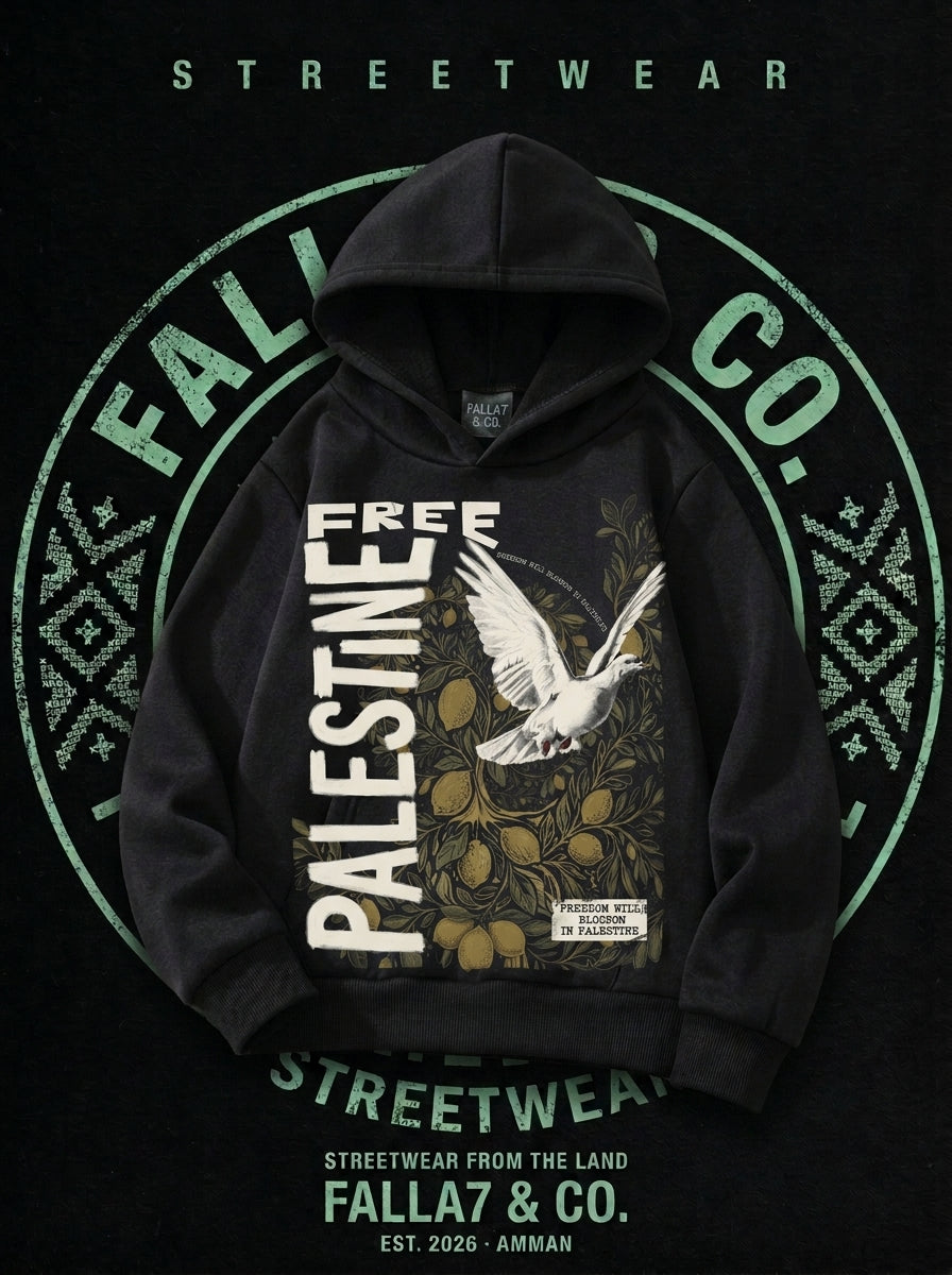 Freedom Grove Hoodie | Free Palestine Lemon Dove Hoodie | Falla7 & Co.