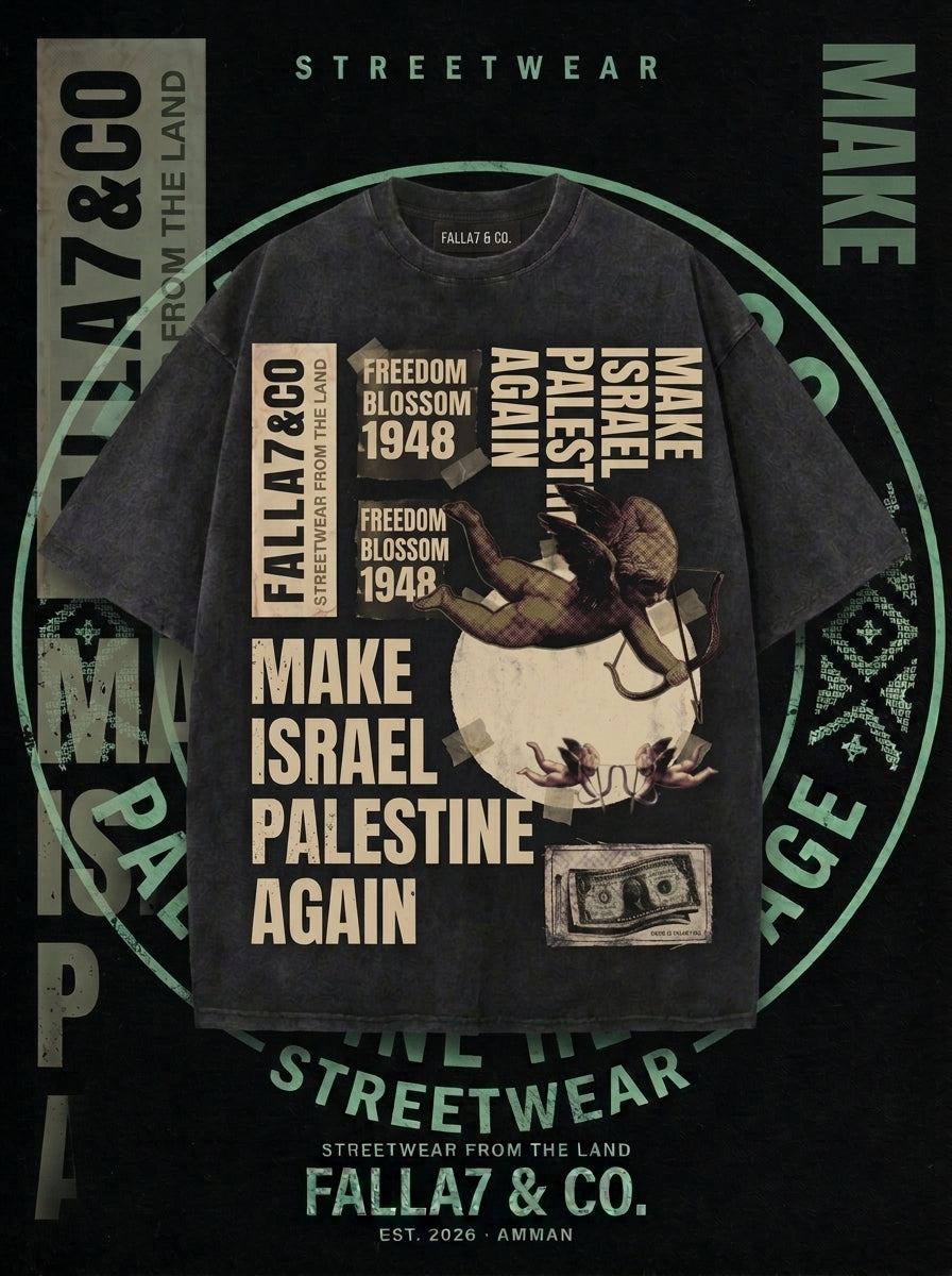Palestine Again Tee | Collage Poster T-Shirt | Falla7 & Co.