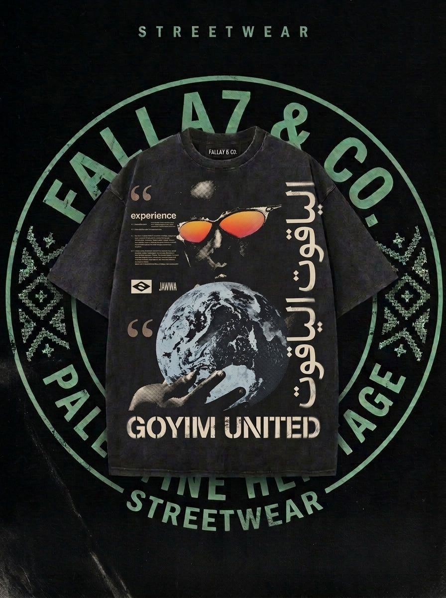 Ruby Globe Tee | Arabic Retro Poster T-Shirt | Falla7 & Co.